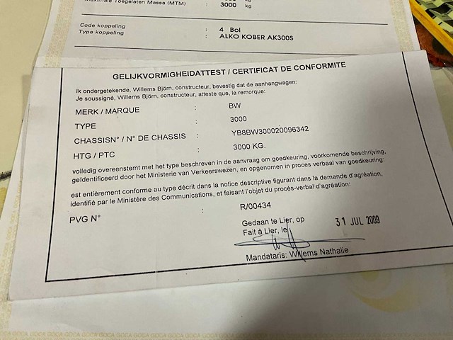 2009 bw 3000 aanhangwagen - afbeelding 10 van  20
