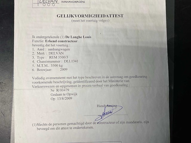 2009 delvan rem3500/3 kipperaanhangwagen - afbeelding 10 van  20