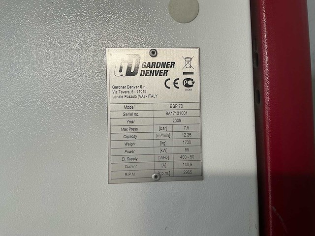 2009 gardner denver esp 70 schroefcompressor - afbeelding 19 van  20