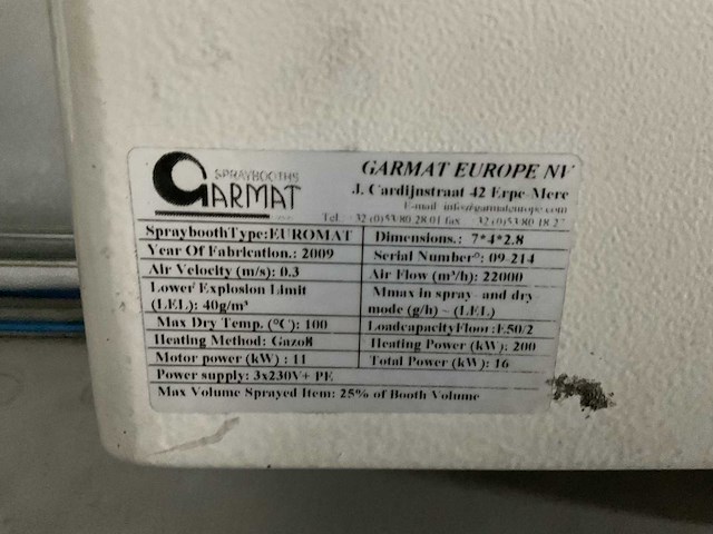 2009 garmat euromat verfspuitcabine - afbeelding 13 van  15