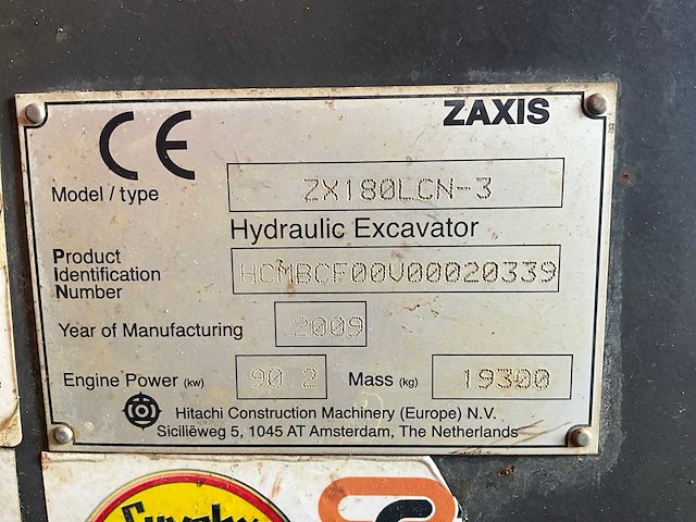 2009 hitachi zx180lcn rupsgraafmachine - afbeelding 5 van  14