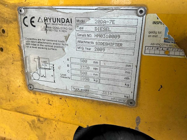 2009 hyundai 20da-7e vorkheftruck - afbeelding 4 van  16