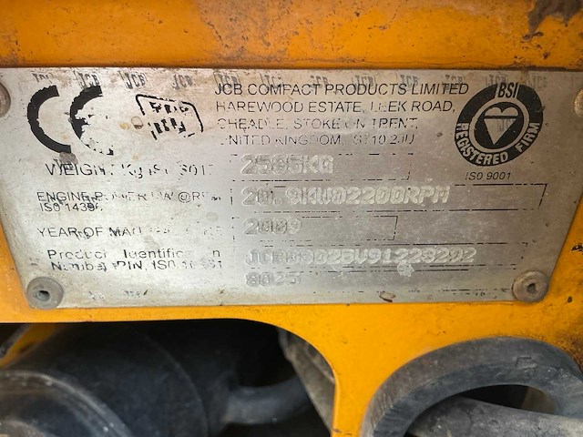 2009 jcb 8025 minigraafmachine - afbeelding 13 van  20