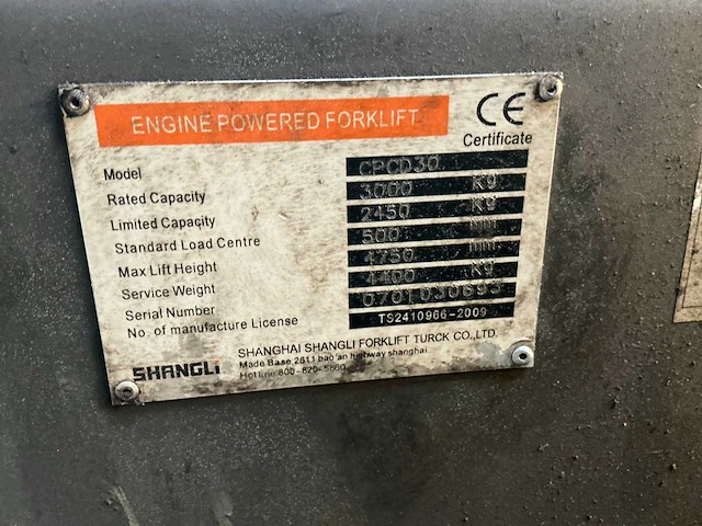 2009 shangli cpcd30 vorkheftruck - afbeelding 9 van  17
