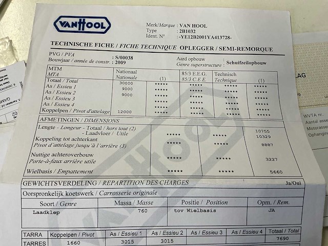 2009 van hool vhlo-2001 ya oplegger - afbeelding 16 van  25