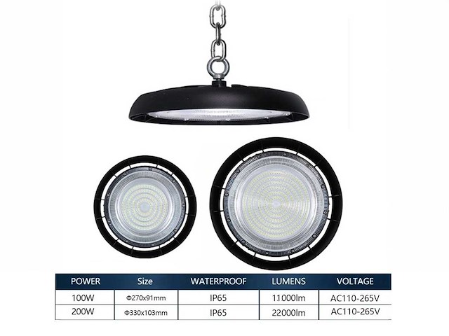 200w 5000k led ufo highbay met lens waterdicht(15x) - afbeelding 4 van  7