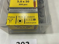 200x hardhoutschroef 5,0x50 rvs - afbeelding 3 van  3