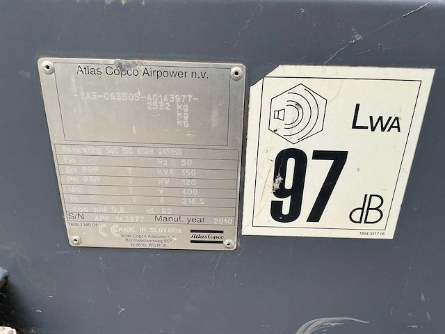 2010 atlas copco qas 150/volvo stroomgenerator - afbeelding 7 van  7