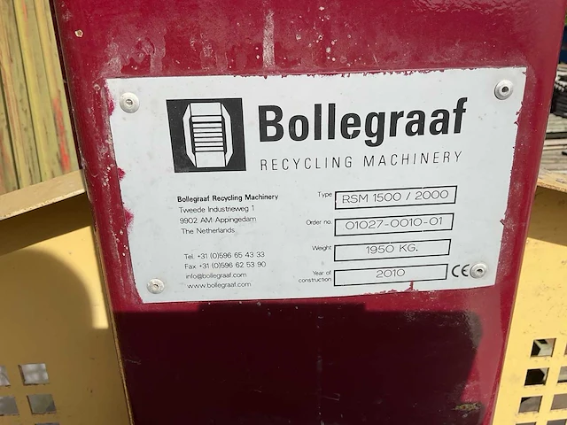 2010 bollegraaf rsm 1500/2000 recyclinginstallatie - afbeelding 7 van  7