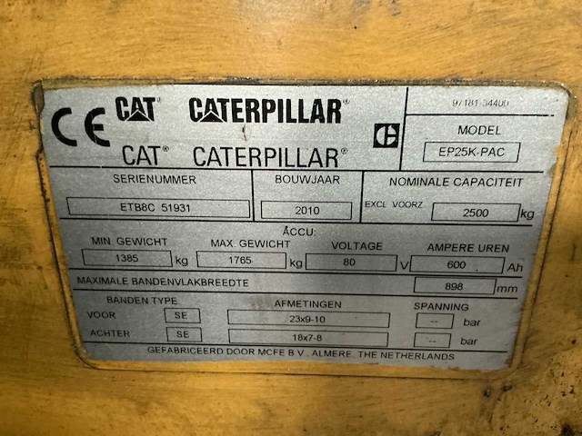 2010 caterpillar ep25kpac vorkheftruck - afbeelding 6 van  14
