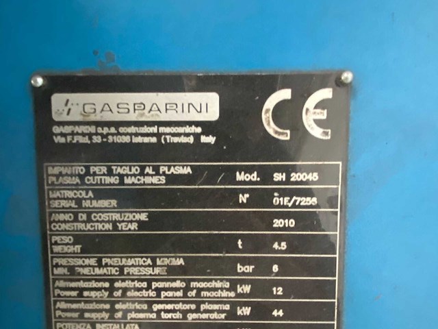2010 gasparini sh 20045 plasmasnijmachine - afbeelding 2 van  17