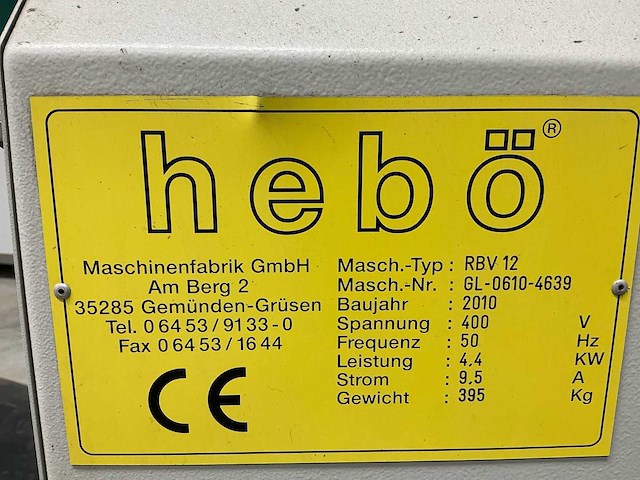 2010 hebo rbv12 draai - freesmachine - afbeelding 4 van  14
