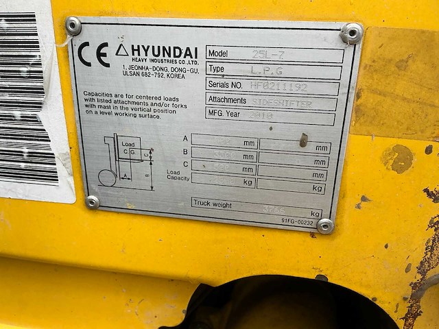 2010 hyundai 25l-7 vorkheftruck - afbeelding 6 van  14