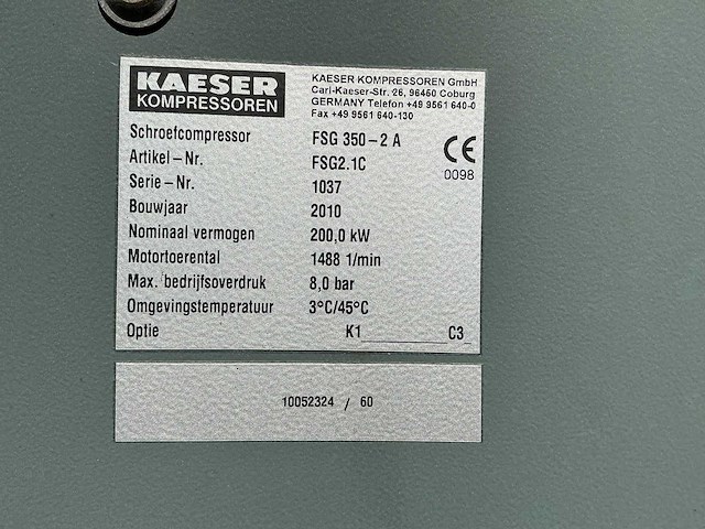 2010 kaeser fsg 350-2a schroefcompressor - afbeelding 13 van  13
