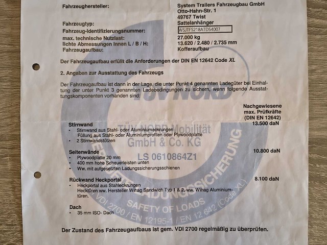 2010 system trailers oplegger 34t - xl - afbeelding 28 van  33