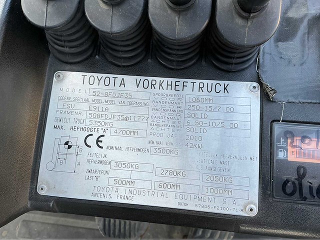 2010 toyota fsv e911a 3.5t vorkheftruck - afbeelding 4 van  15