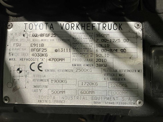 2010 toyota tonero 25 -8fgf25 vorkheftruck - afbeelding 4 van  13