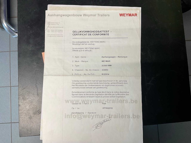 2010 weymar 2/2000wm aanhangwagen - afbeelding 14 van  16