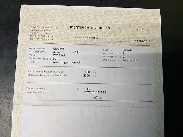 2010 weymar 2/2000wm aanhangwagen - afbeelding 15 van  16