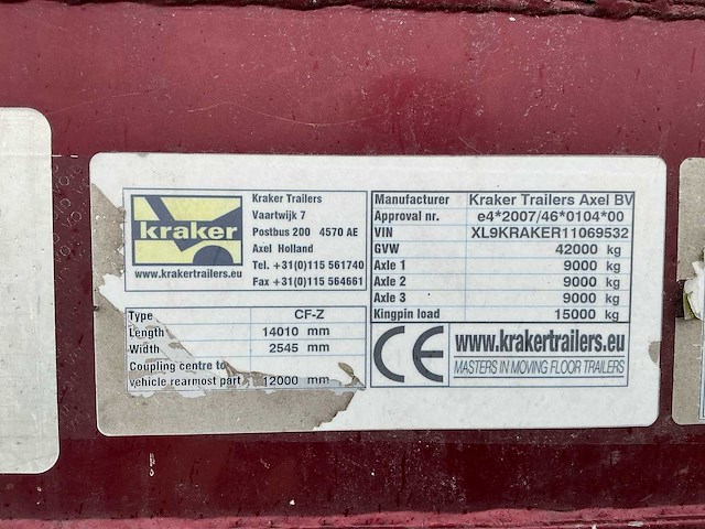 2011 - kraker trailers - walking floor - afbeelding 9 van  11