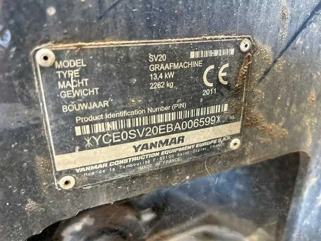 2011 - yanmar - sv20 - mini graver - afbeelding 6 van  14