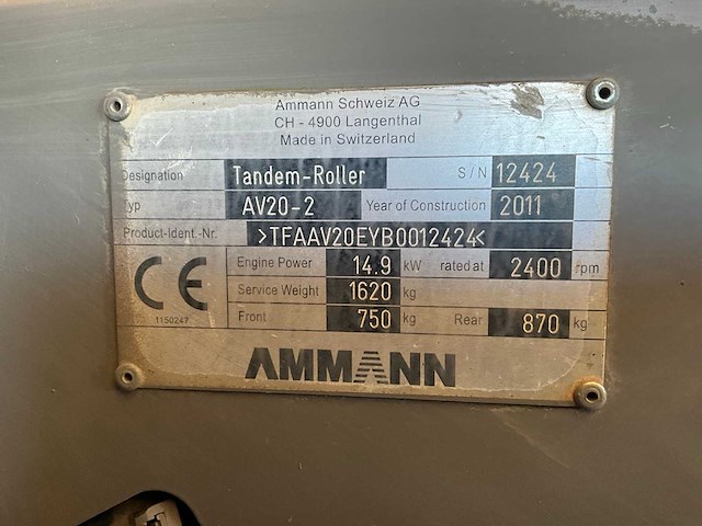 2011 ammann tandem roller av20-2 wals - afbeelding 7 van  20