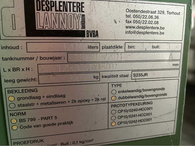 2011 desplentere lannoy mazouttank met tankpistool - afbeelding 3 van  4