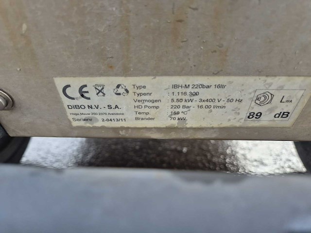 2011 dibo ibh-m 220/16 hogedrukreiniger - afbeelding 5 van  7
