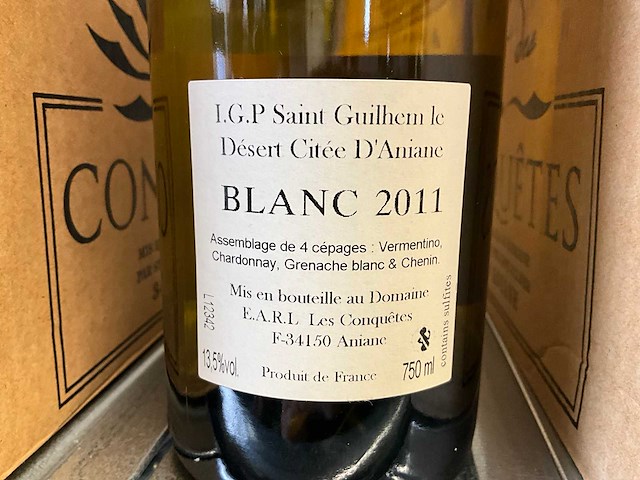 2011 domaines des conquêtes aniane witte wijn (23x) - afbeelding 3 van  3