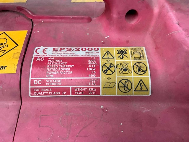 2011 europower epsi2000 stroomgenerator - afbeelding 6 van  6