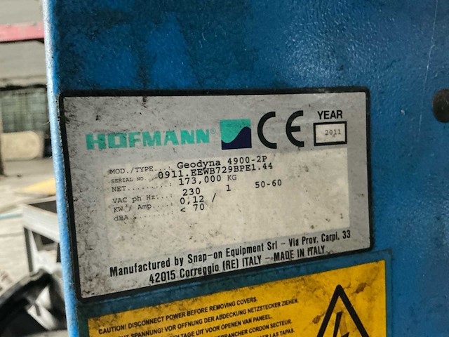 2011 hoffmann geodyna 4900-2p banden de-en montageapparaat - afbeelding 4 van  4