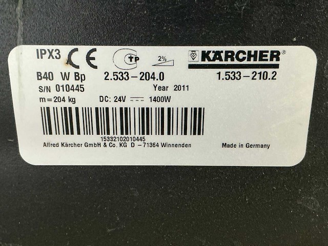 2011 kärcher professional b 40w vloerschrobreiniger - afbeelding 6 van  6