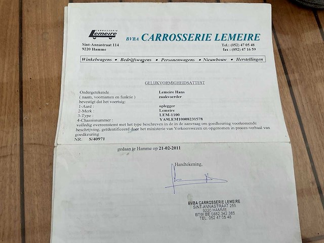 2011 lemeire lem 1100 verkoopwagen - afbeelding 61 van  72
