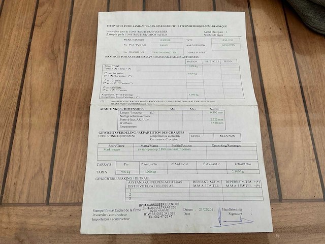 2011 lemeire lem 1100 verkoopwagen - afbeelding 63 van  72