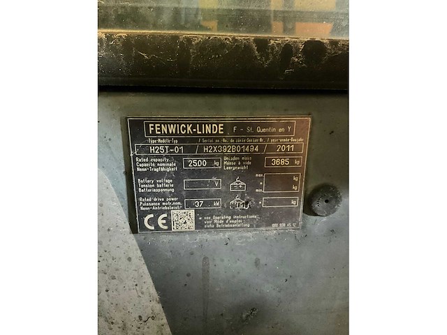 2011 linde h25t-01 vorkheftruck (68026-444) - afbeelding 4 van  6
