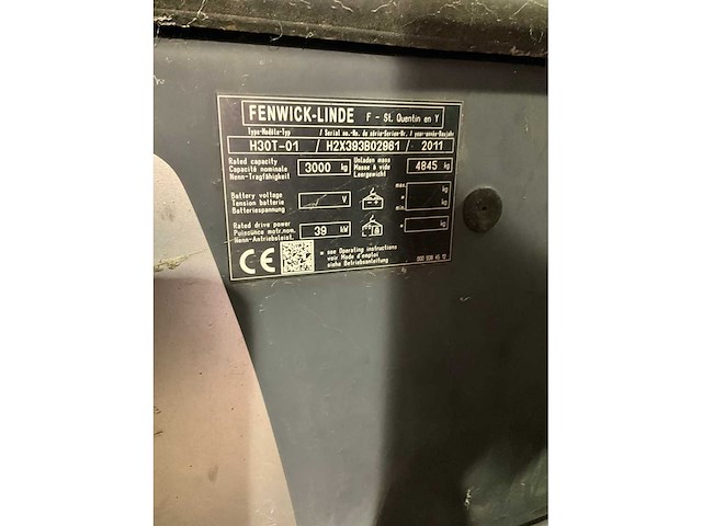 2011 linde h30t-01 vorkheftruck (68031-313) - afbeelding 8 van  9