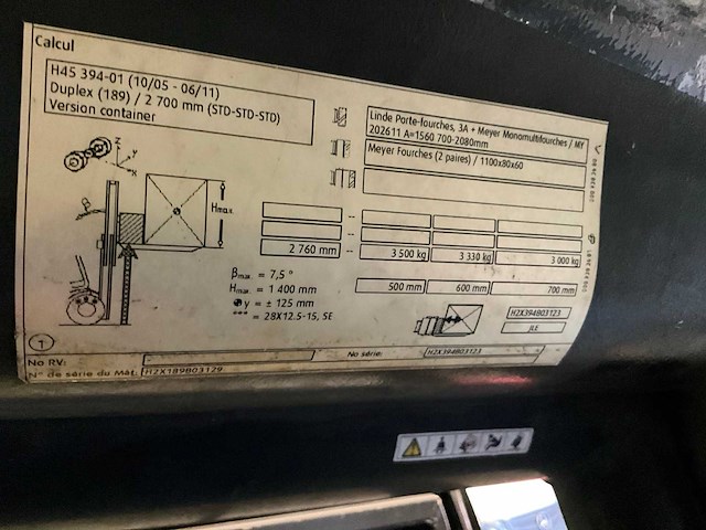 2011 linde h45t-01 vorkheftruck (68046-75) - afbeelding 15 van  16