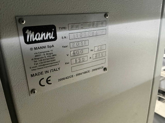 2011 manni pmo 828 t hydraulische thermische vlakpers - afbeelding 2 van  19