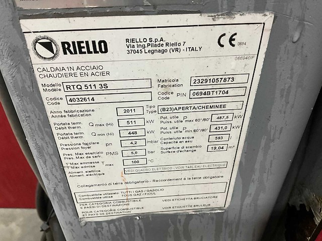 2011 riello b450-03 boiler - afbeelding 7 van  7