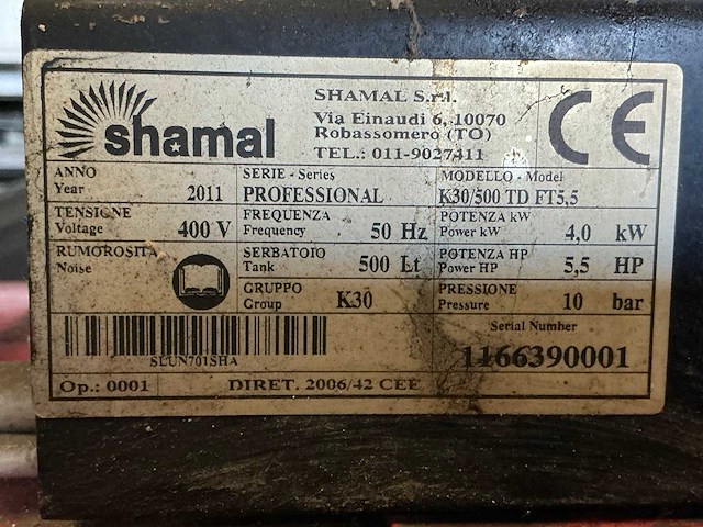 2011 shamal k30/500 td ft5,5 schroefcompressor - afbeelding 5 van  5