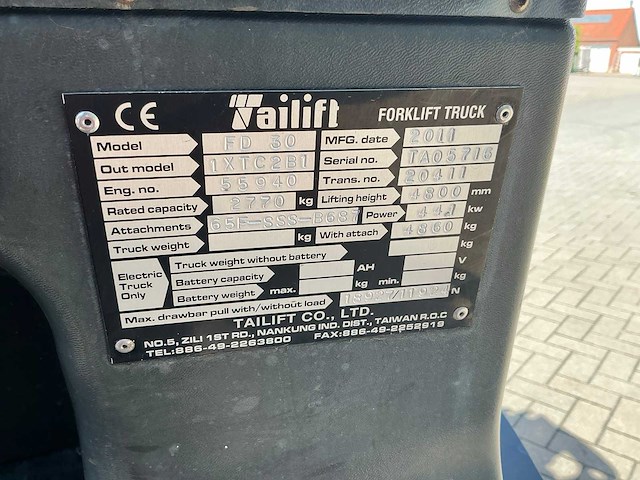 2011 taillift fd 30 vorkheftruck - afbeelding 8 van  17