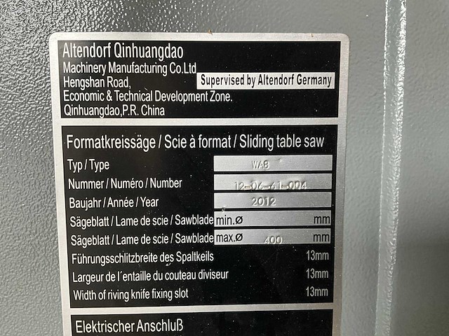 2012 altendorf wa8 formaatzaagmachine - afbeelding 13 van  14