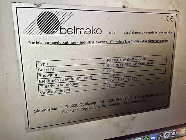 2012 belmeko extractie okp gedemonteerde verfspuitcabine - afbeelding 6 van  25