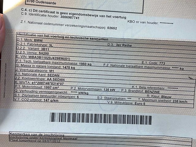 2012 bmw 320d personenauto - afbeelding 3 van  14