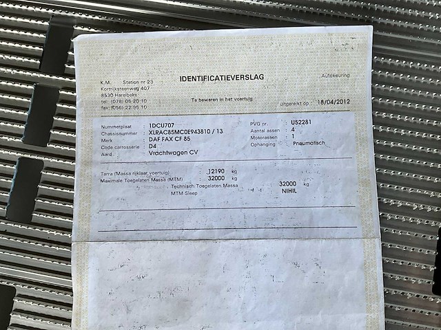 2012 daf cf 85 vrachtwagen - afbeelding 28 van  34