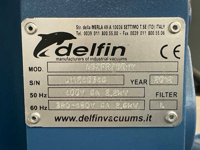 2012 delfin zefiro 75 industriële stofzuiger - afbeelding 4 van  4