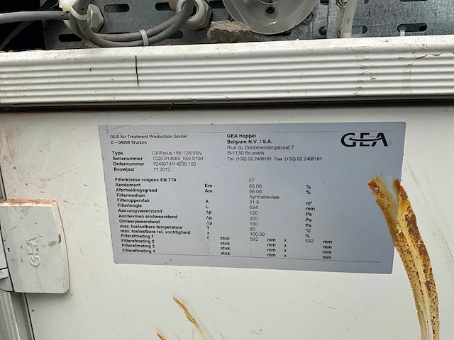 2012 gea cairplus 188.128ibvb luchtbehandelingsinstallatie - afbeelding 5 van  6