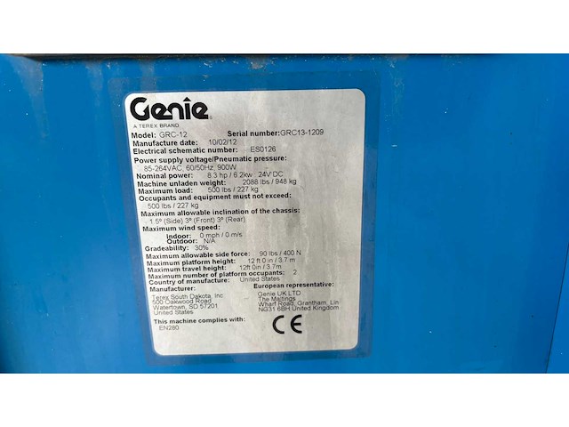 2012 genie grc12 hoogwerker - nieuw batterijpakket - afbeelding 2 van  10