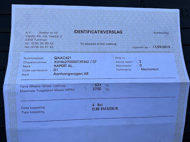 2012 hapert ta / al aanhangwagen mtm 2700kg - afbeelding 14 van  18
