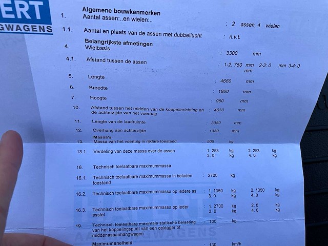 2012 hapert ta / al aanhangwagen mtm 2700kg - afbeelding 17 van  18